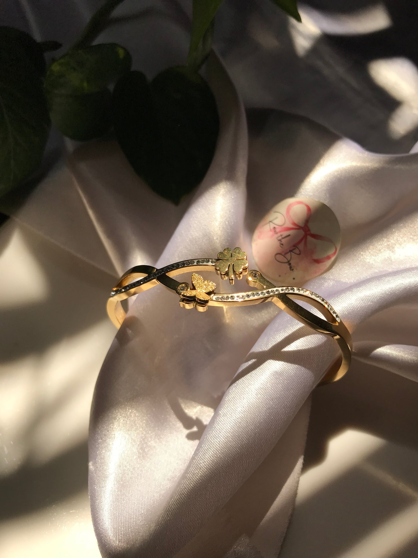 Golden Butterfly Floral Bracelet