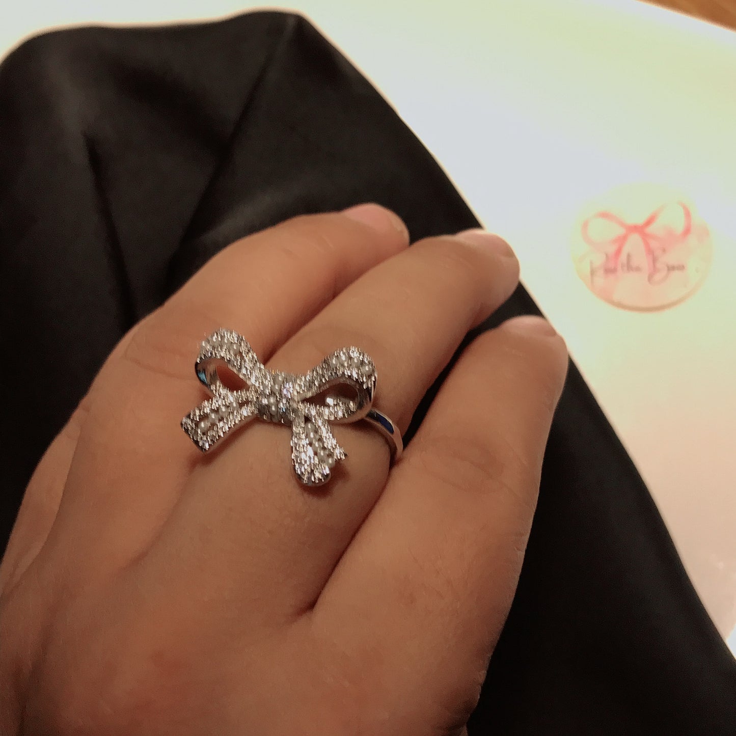 Bow pearl Ring Silver