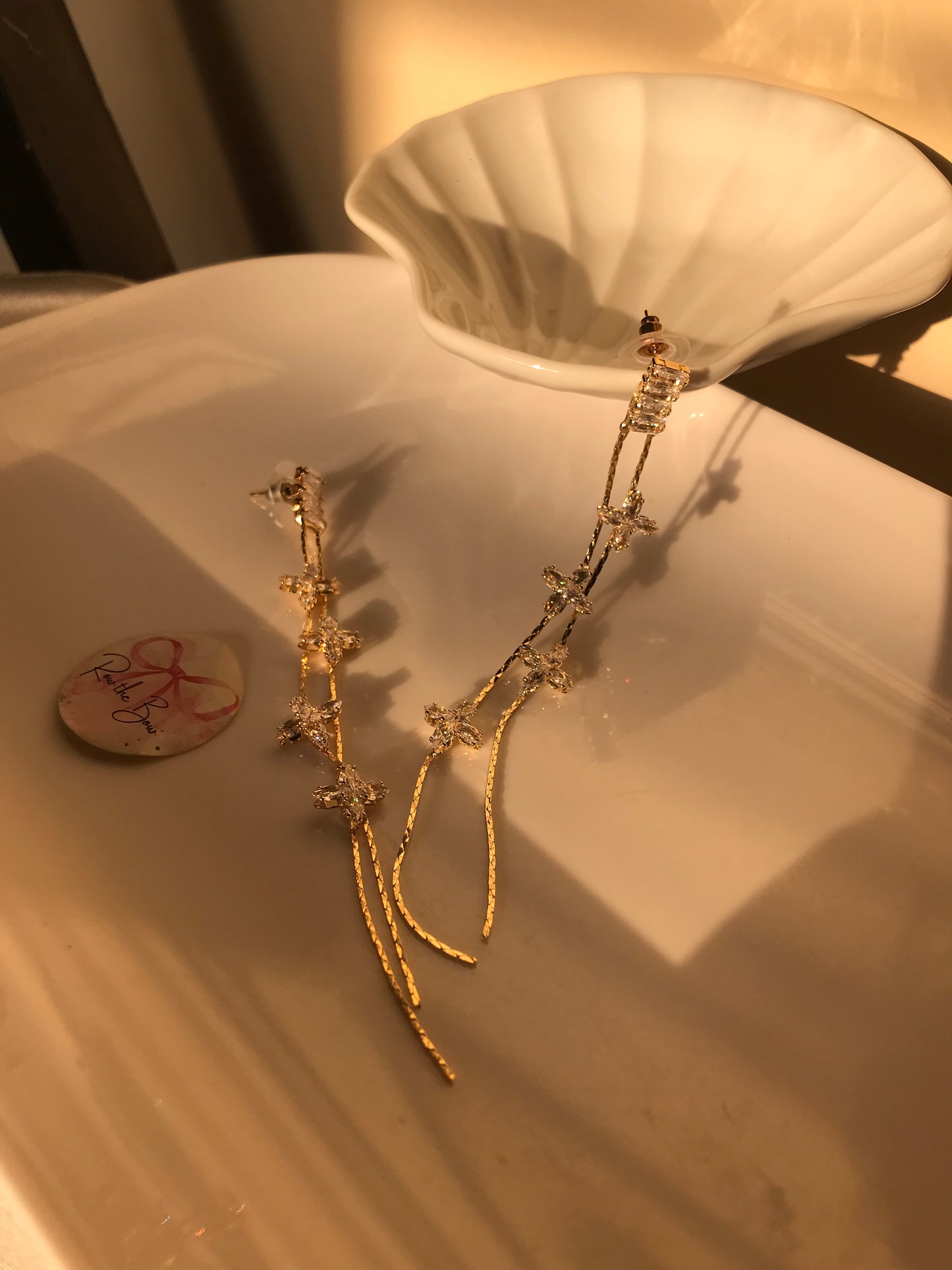 Golden Floral Chain Long Earring-02