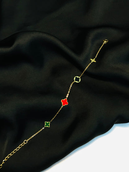 Clovar Red Green Chain Titanium Bracelet