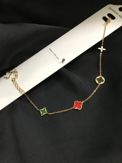 Clovar Red Green Chain Titanium Bracelet