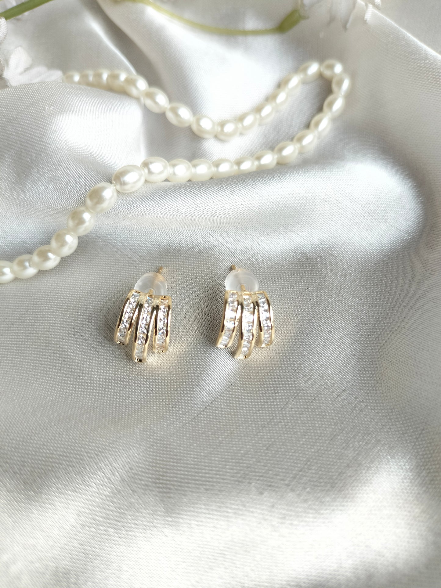 Zircon Stone Earrings Golden