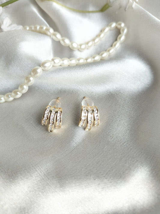 Zircon Stone Earrings Golden