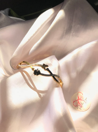 Golden Butterfly Floral Bracelet