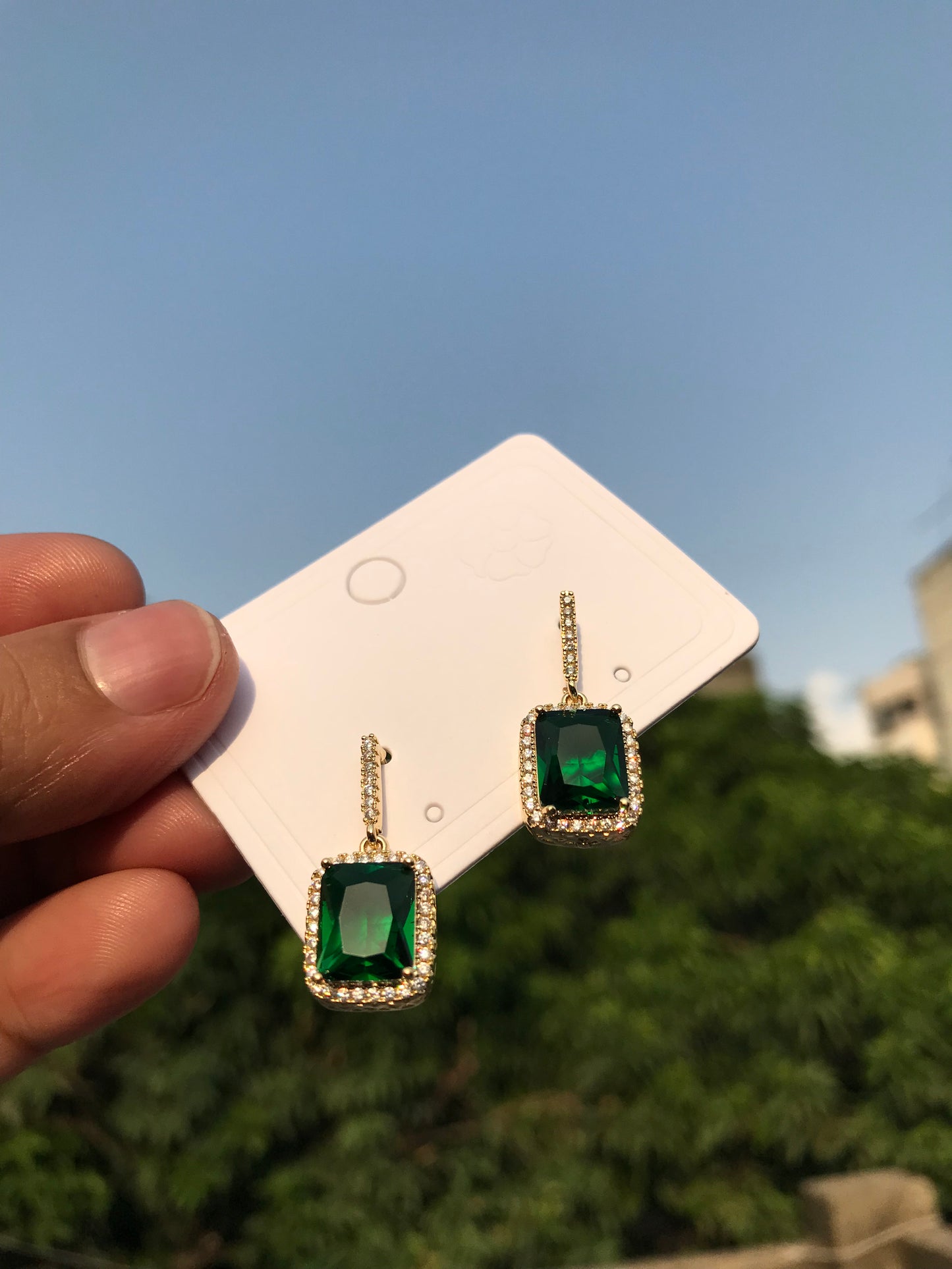 Emerald Square Earring