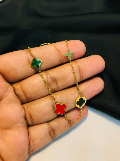 Clovar Red Green Chain Titanium Bracelet