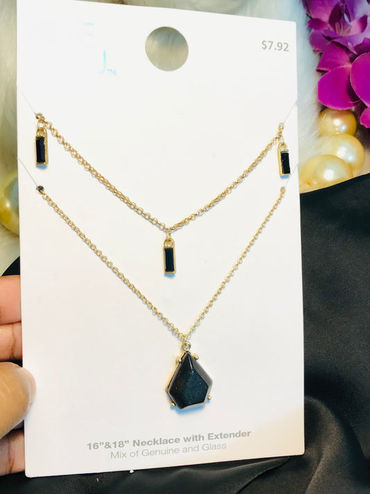 Black Stone layer necklace