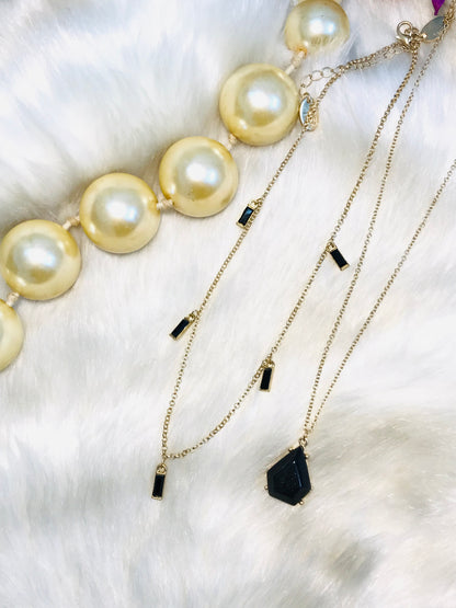 Black Stone layer necklace