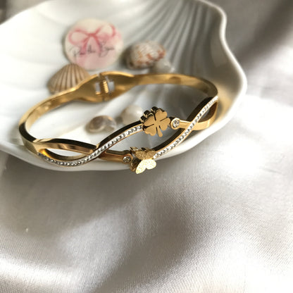 Golden Butterfly Floral Bracelet