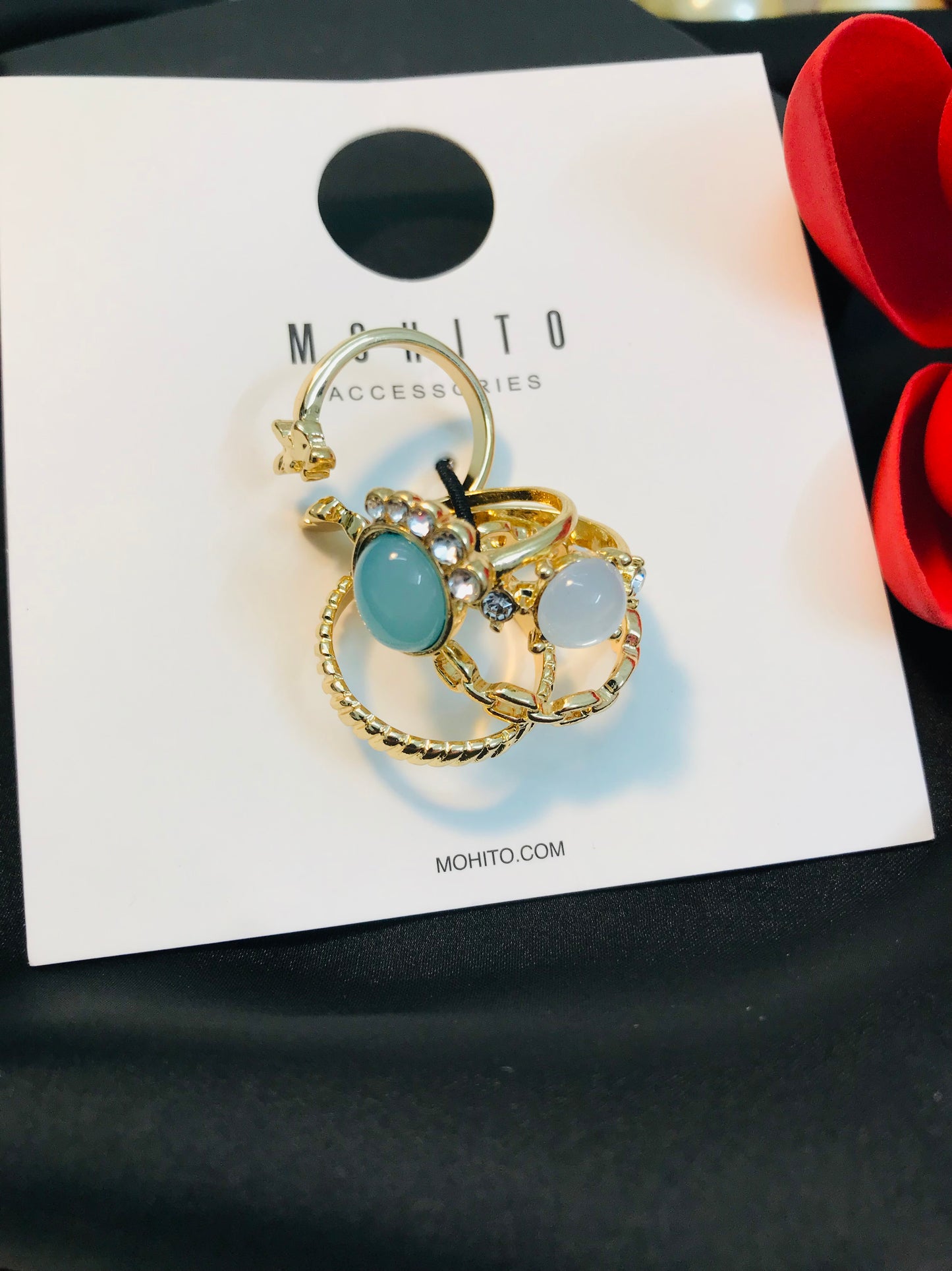 Paste Stone knuckle Ring Set