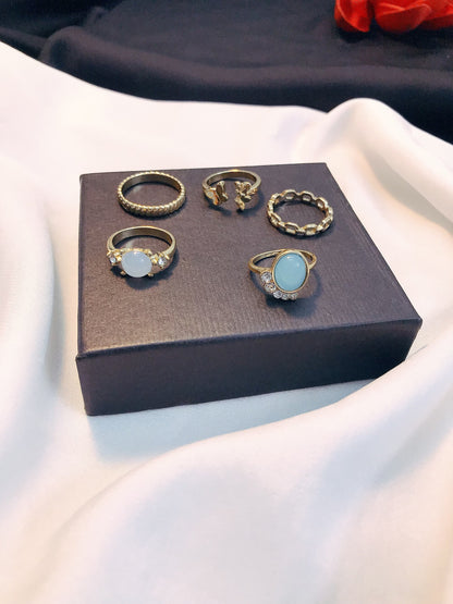 Paste Stone knuckle Ring Set