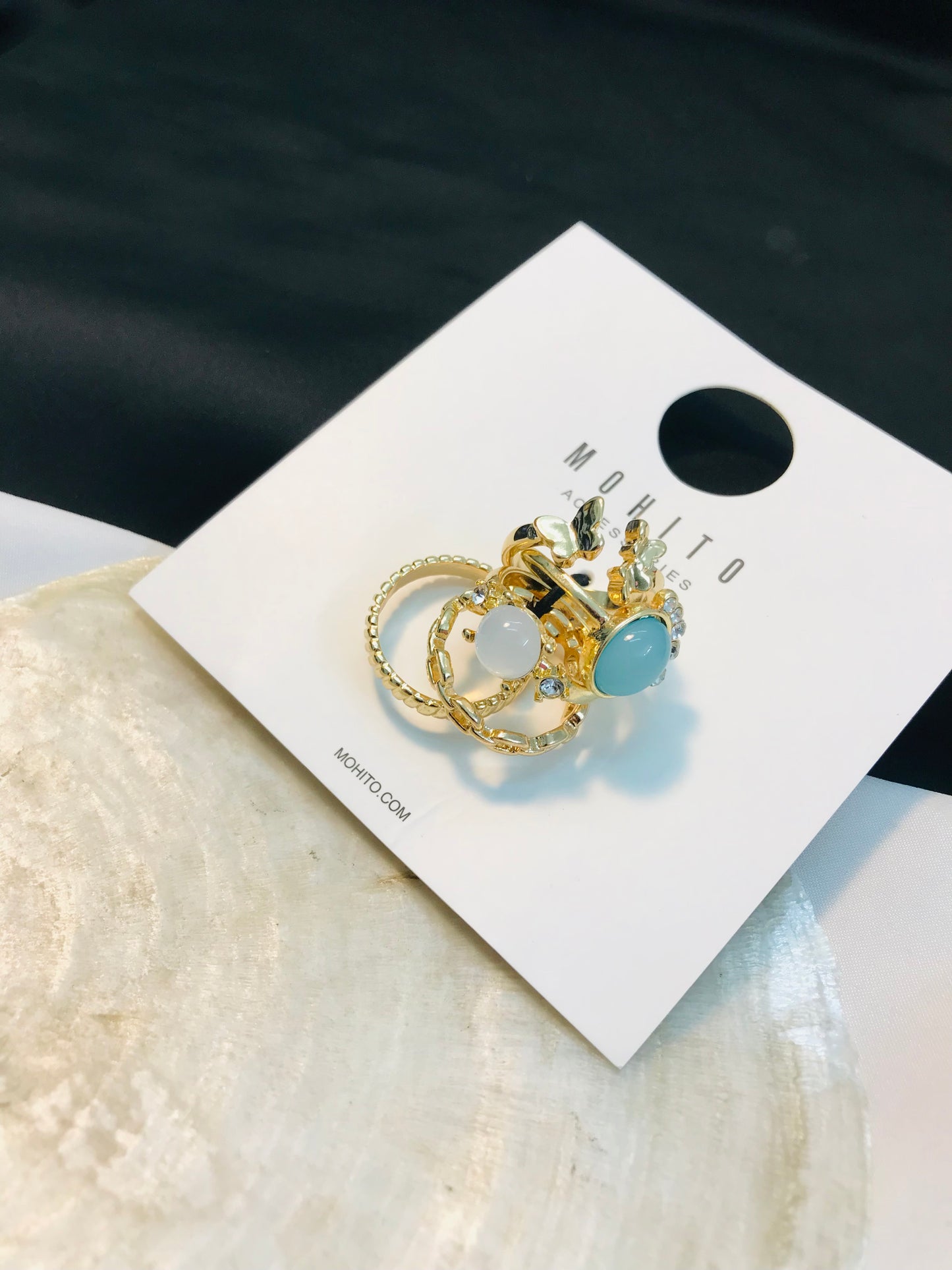 Paste Stone knuckle Ring Set