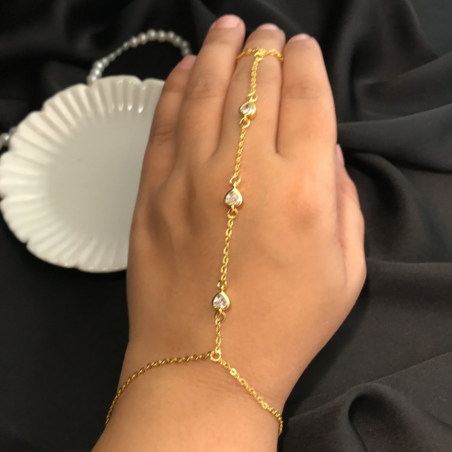 Aliban heart Ring Chain Bracelet-02
