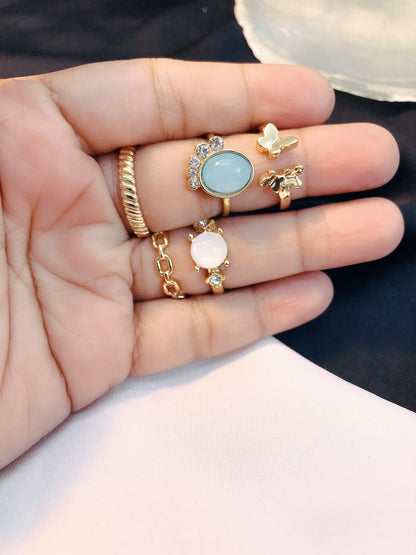 Paste Stone knuckle Ring Set