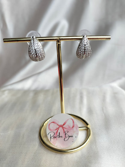 Leafy silver stone earrings