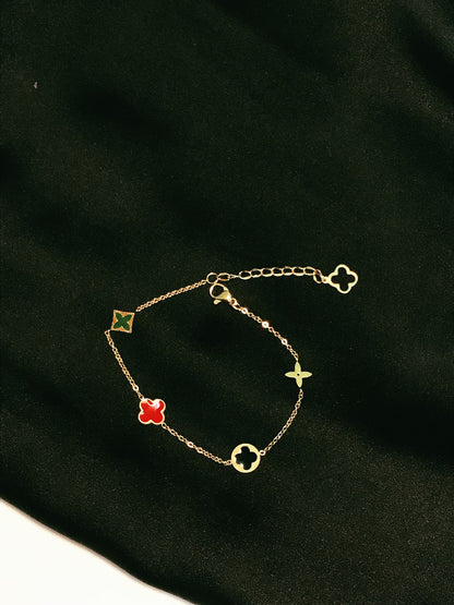 Clovar Red Green Chain Titanium Bracelet