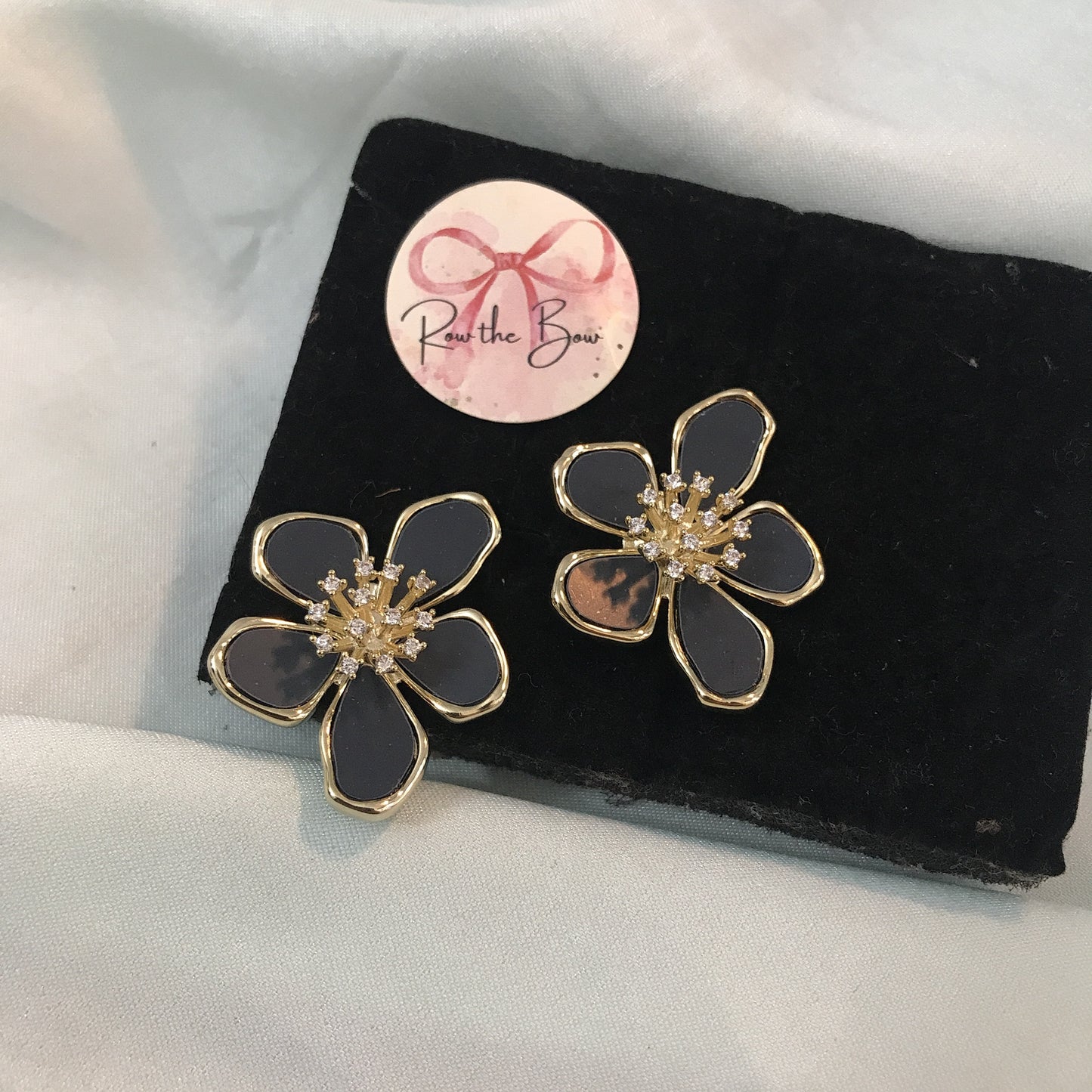 Black floral earring