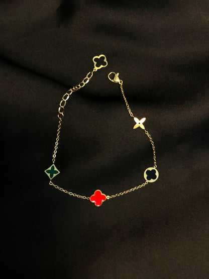Clovar Red Green Chain Titanium Bracelet