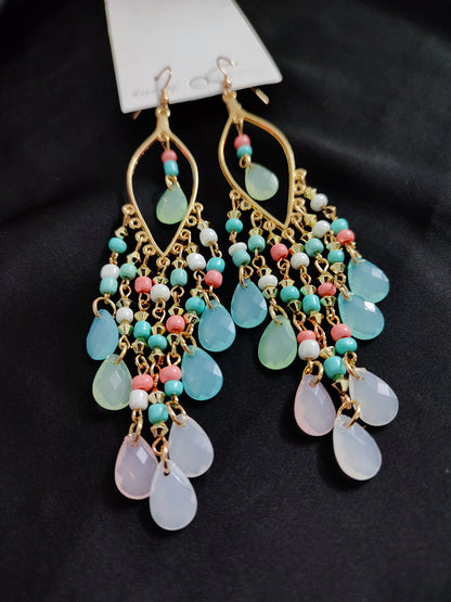 Sky paste beads long jhumka