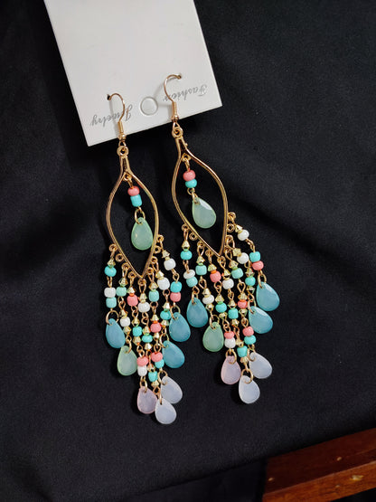 Sky paste beads long jhumka