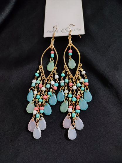 Sky paste beads long jhumka