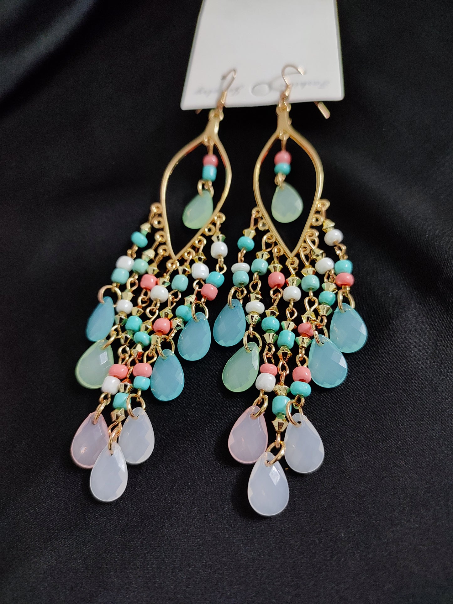 Sky paste beads long jhumka