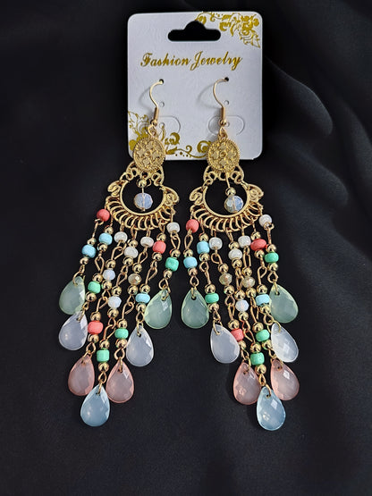 Pinky Pasty beads long jhumka