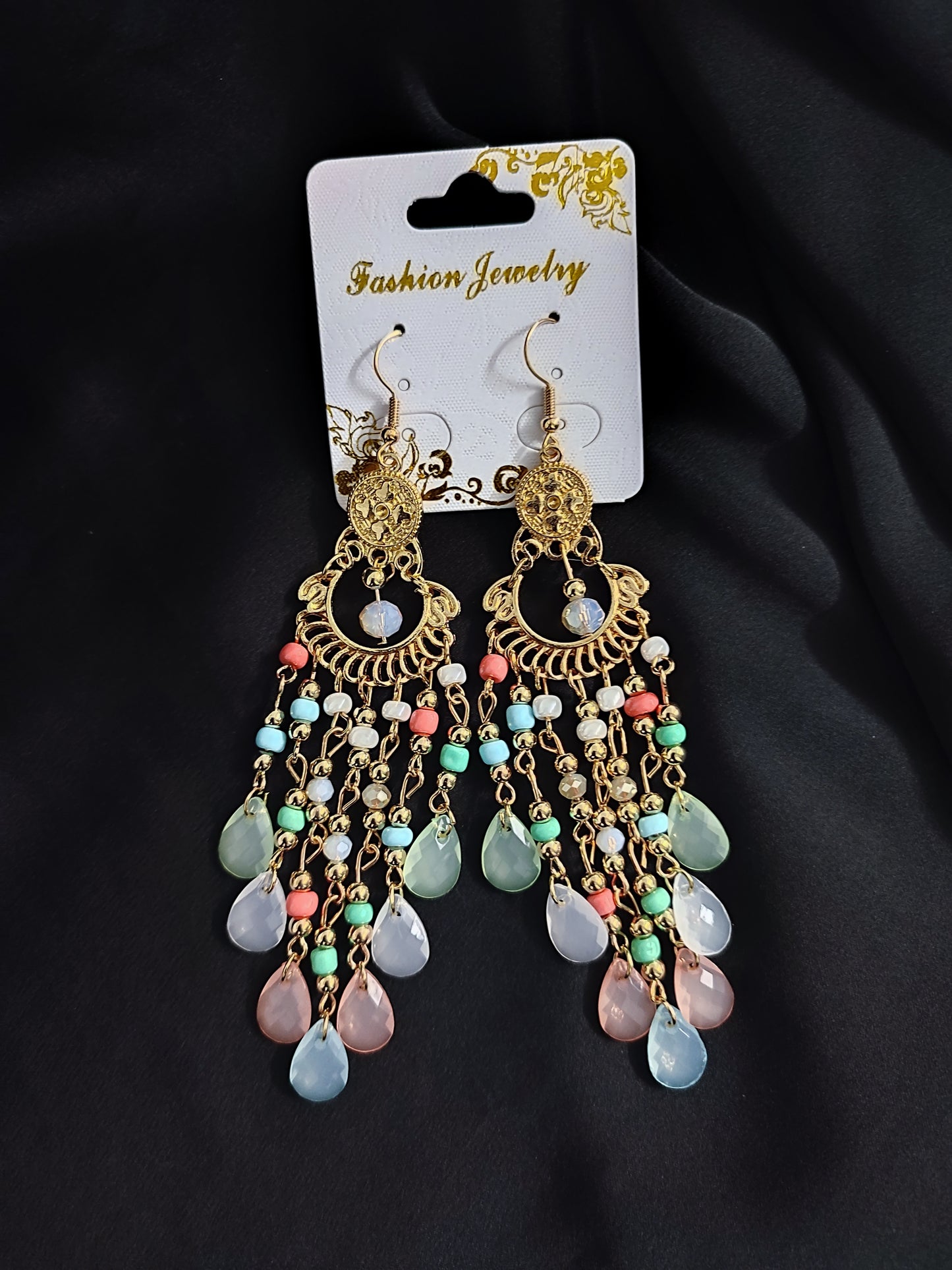 Pinky Pasty beads long jhumka