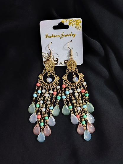 Pinky Pasty beads long jhumka