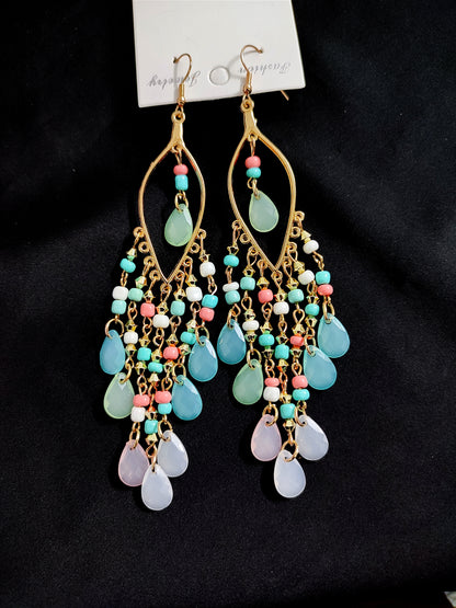 Sky paste beads long jhumka