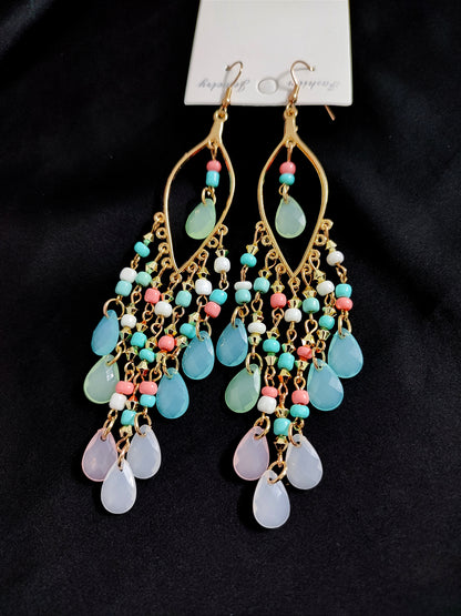 Sky paste beads long jhumka