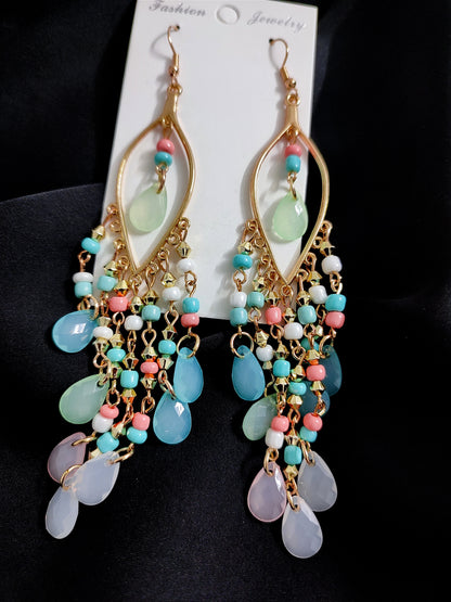 Sky paste beads long jhumka