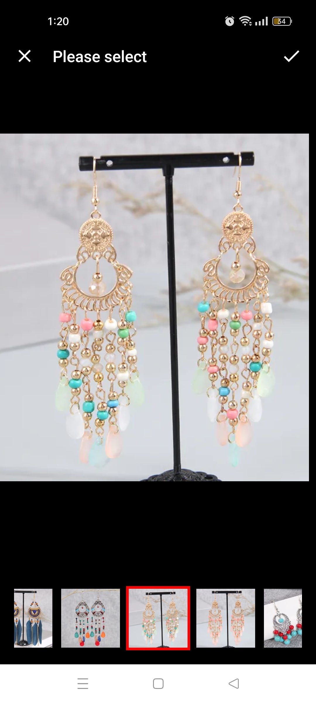 Pinky Pasty beads long jhumka