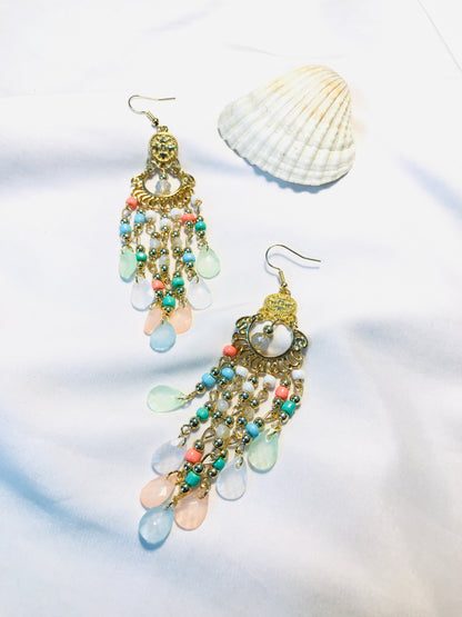 Pinky Pasty beads long jhumka