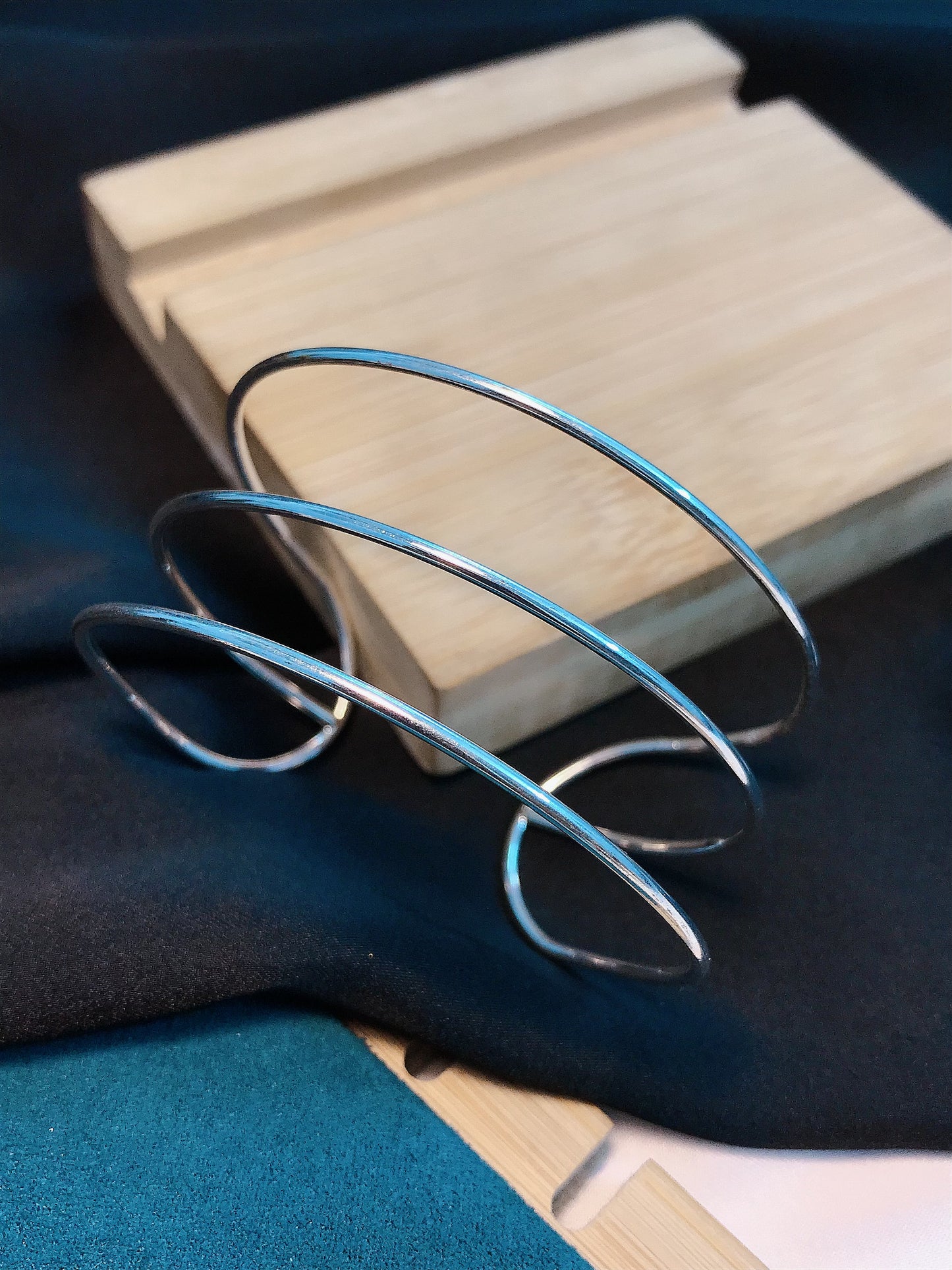 Silver boho metal bracelet