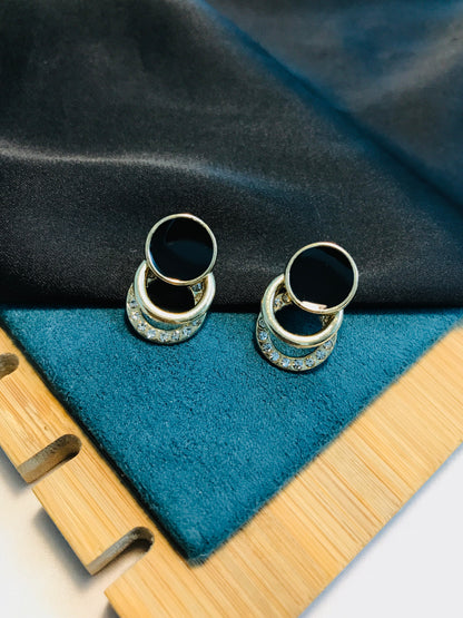 Black Circle Metal Earring