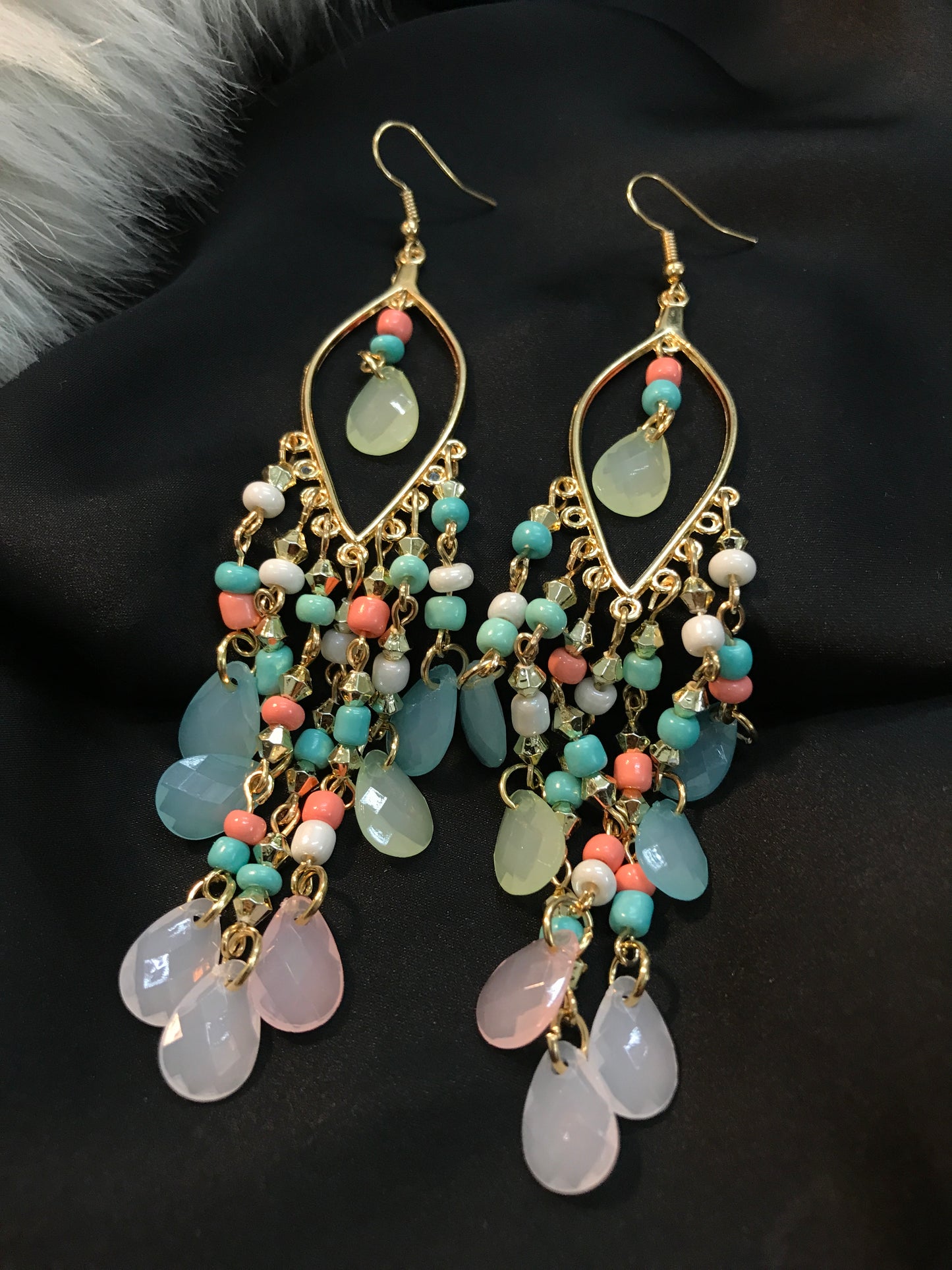 Sky paste beads long jhumka