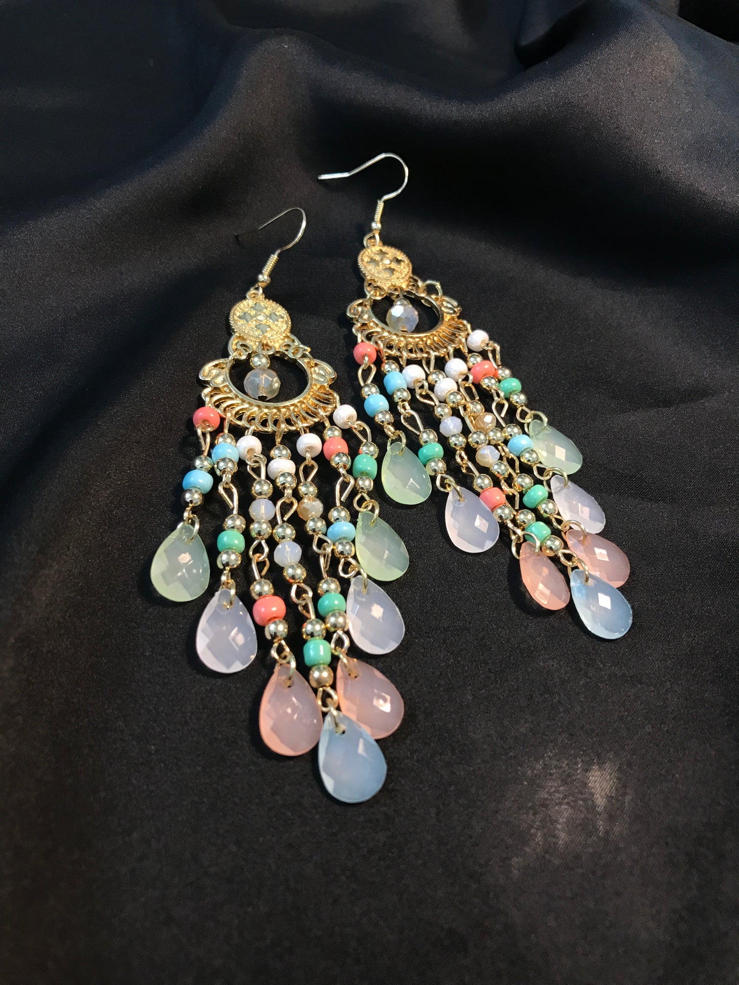 Pinky Pasty beads long jhumka