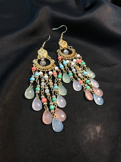 Pinky Pasty beads long jhumka