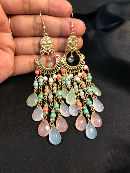Pinky Pasty beads long jhumka
