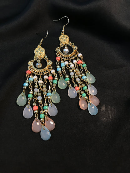 Pinky Pasty beads long jhumka