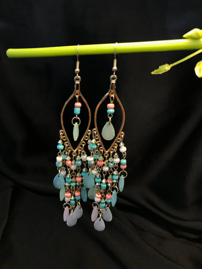 Sky paste beads long jhumka