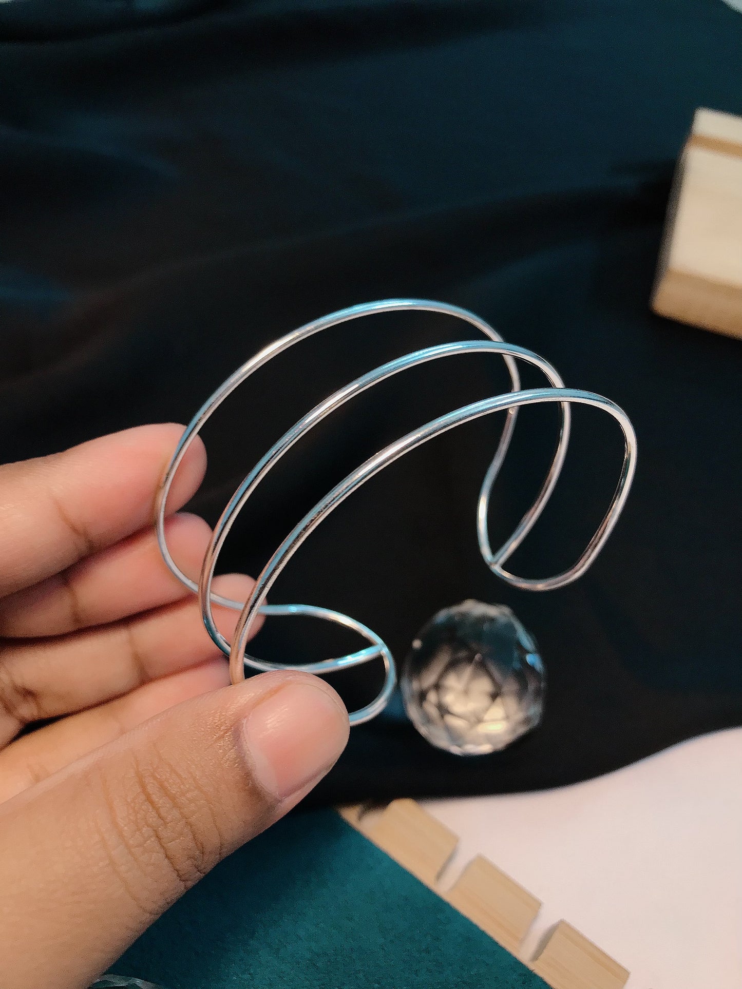 Silver boho metal bracelet