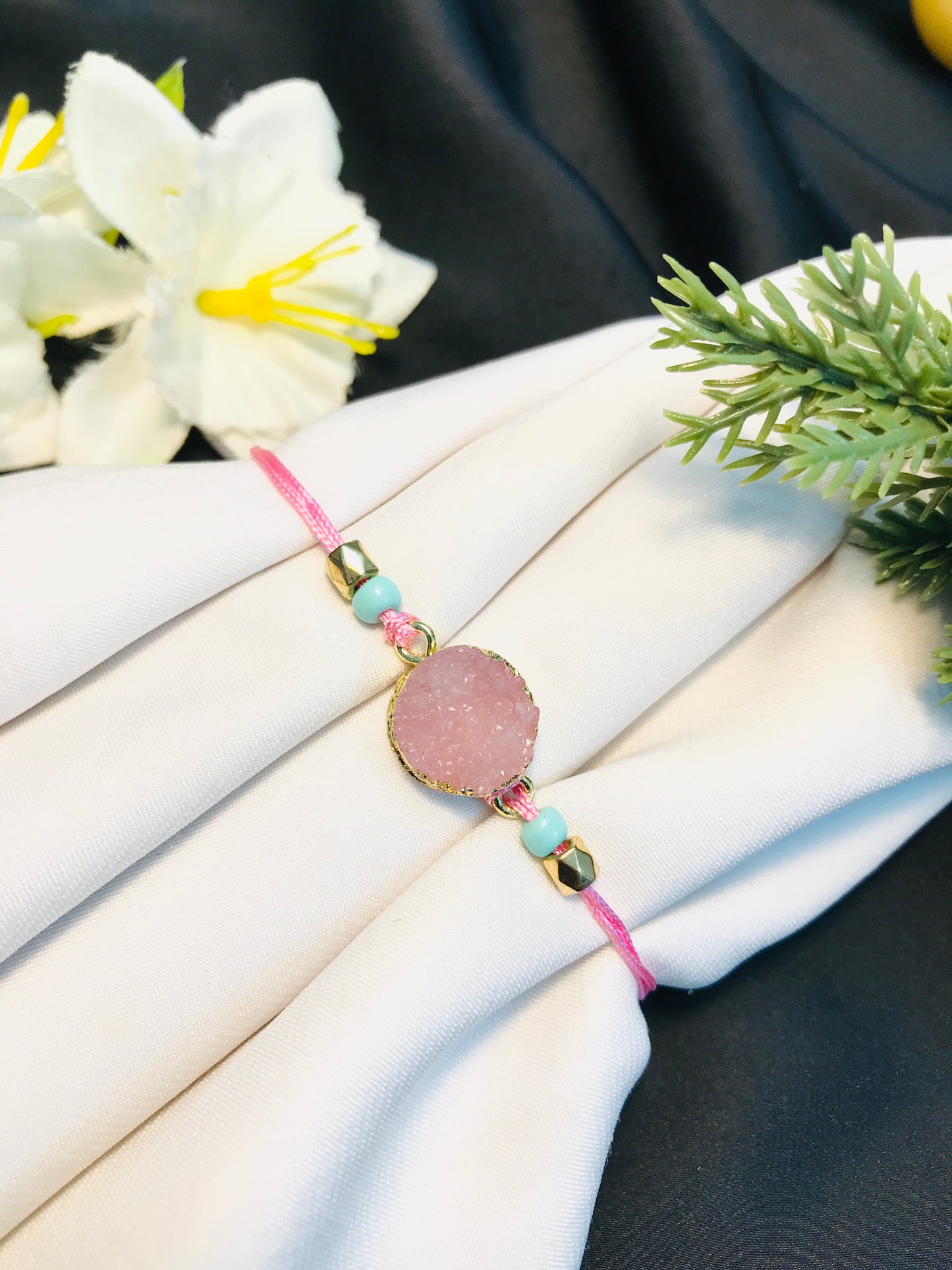 Uncut Pink Crystal Bracelet