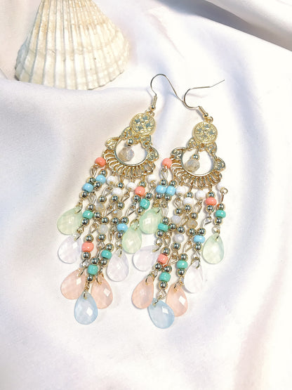 Pinky Pasty beads long jhumka