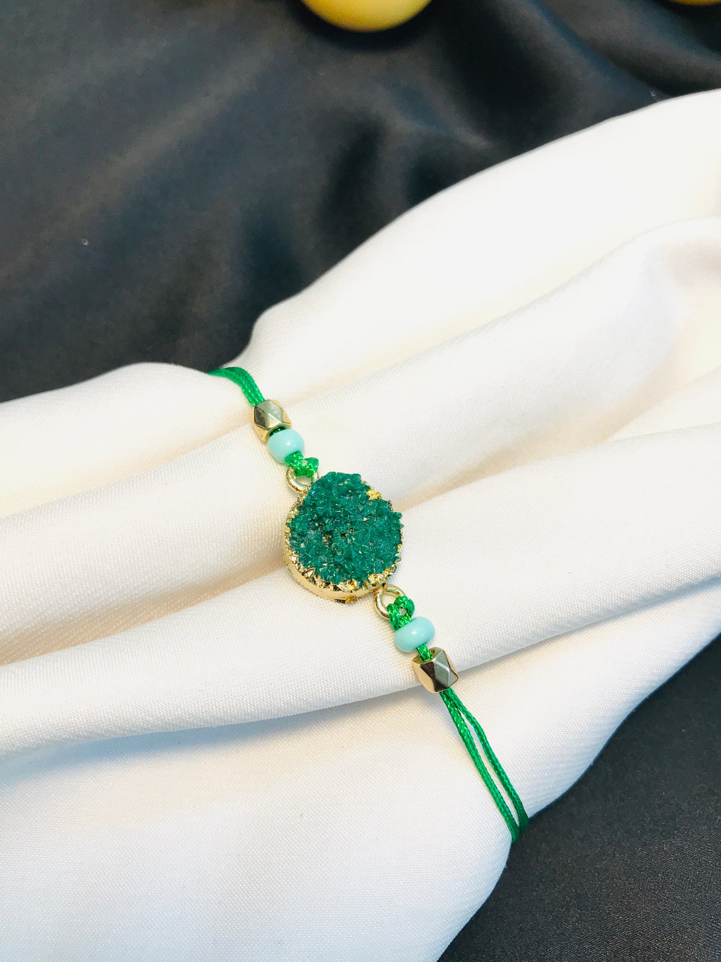 Green Uncut Crystal Bracelet