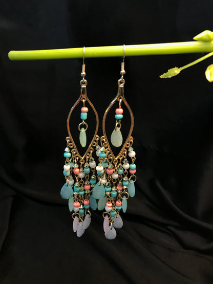 Sky paste beads long jhumka