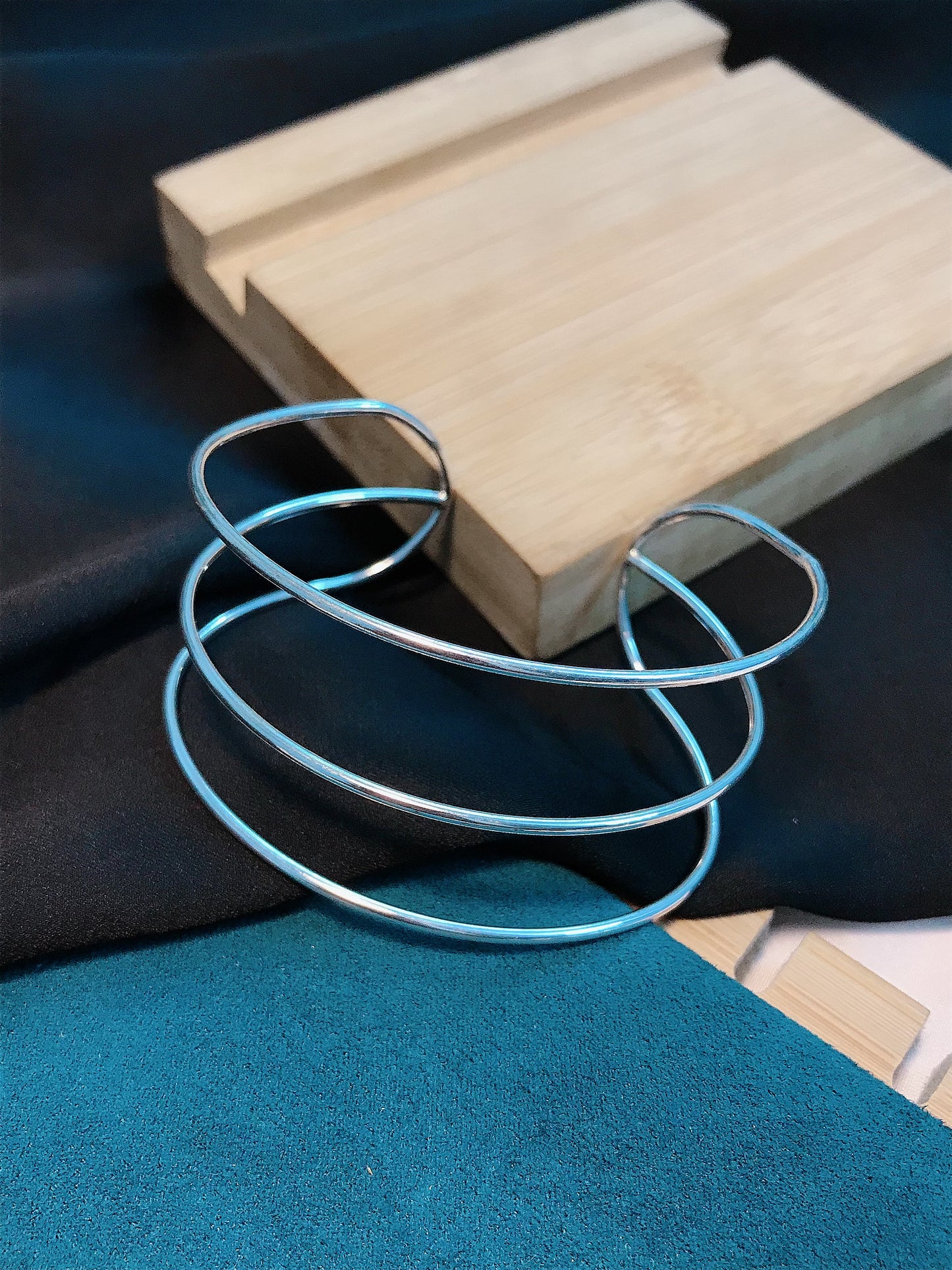 Silver boho metal bracelet