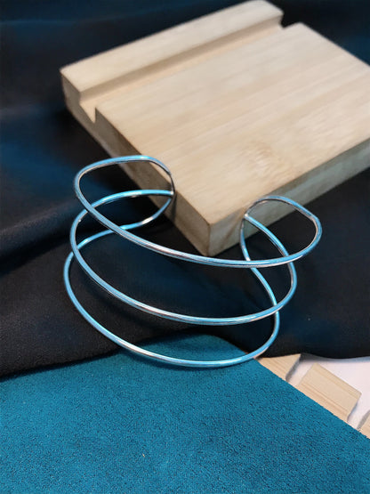 Silver boho metal bracelet