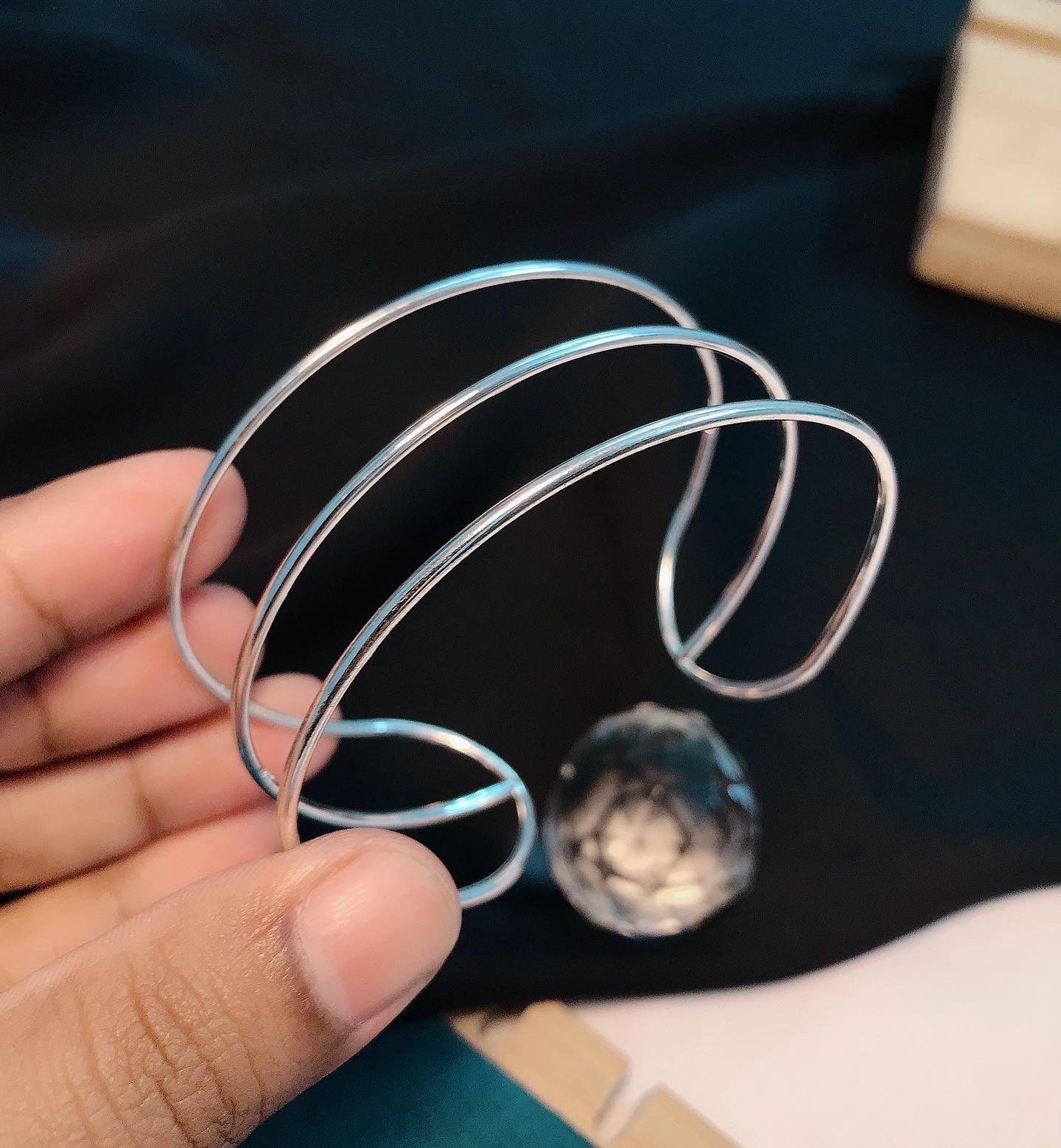 Silver boho metal bracelet